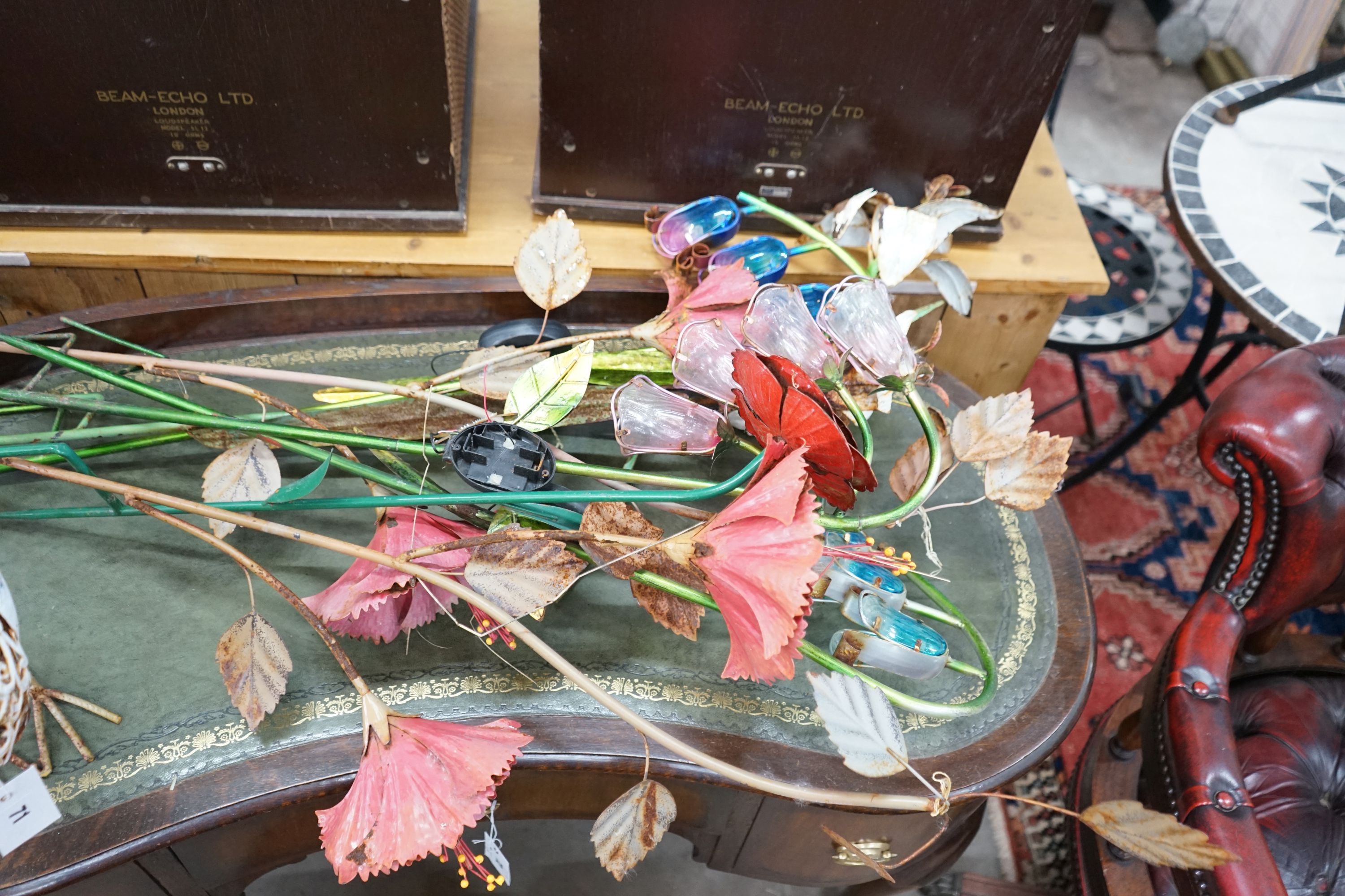 A quantity of metal garden ornaments
